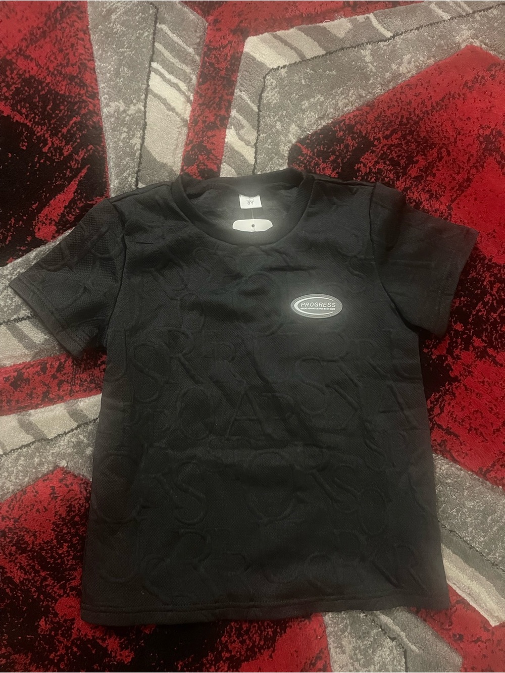 PatPat Black Textured Short Sleeve Tee